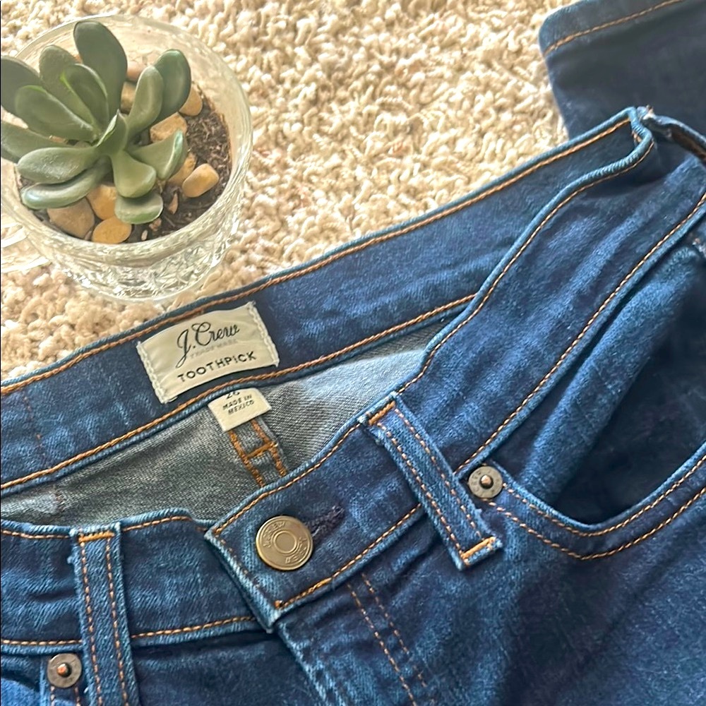 J. Crew Skinny Toothpick Jeans with Stretch Classic Indigo Dark Wash Size 26